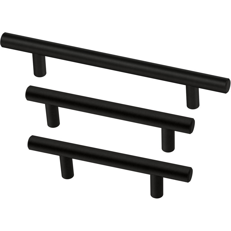 Solid Bar 3 in. (76 mm) Cabinet Drawer Bar Pulls (10-Pack), Matte Black, 3"