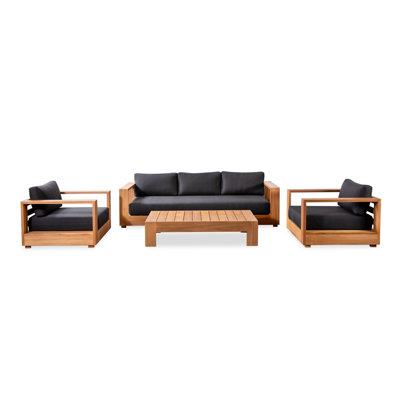 Leon Eucalyptus 5- Person Patio Conversation Set With Cushions