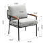 Chaise de chambre à coucher moderne avec cadre en bois naturel, métal noir et revêtement gris, teinture confortable polyvalente-1591312775