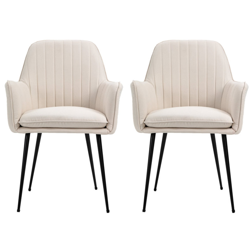 Beaury Fabric Armchair in Cream