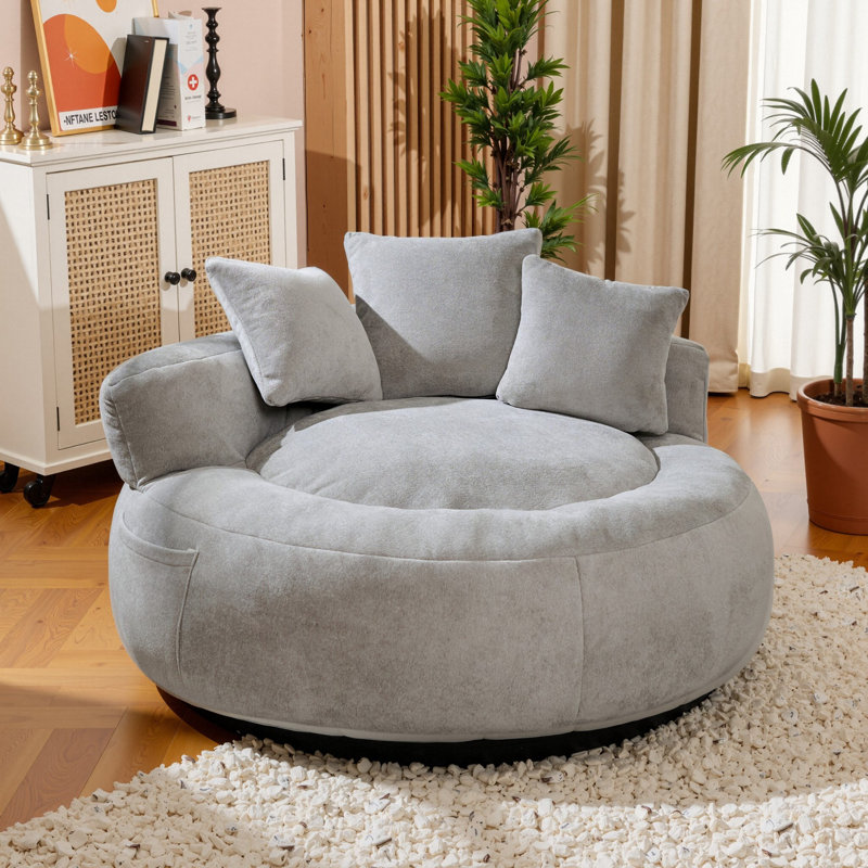 Canapé-coussin Compression Oversize, Fausse fourrure grise