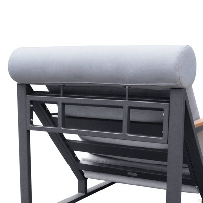 Recliner Patio Chair With Cushions And Ottoman,Waterproof Fabric Soft Cushions With Aluminium Frame