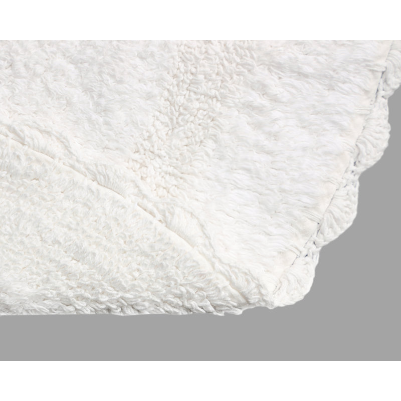 Tapis de bain demi-cercle en dentelle crochetée, Blanc
