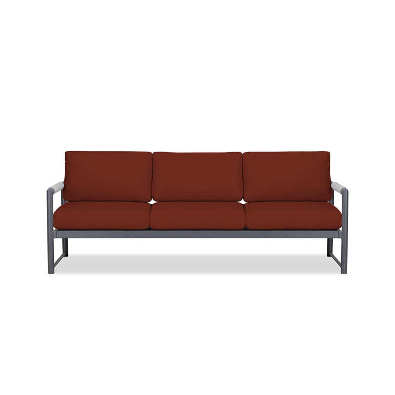 Obaida 84'' Wide Powder Coated Aluminum Patio Sofa with Cushions, Canvas Natural, Slate Gray