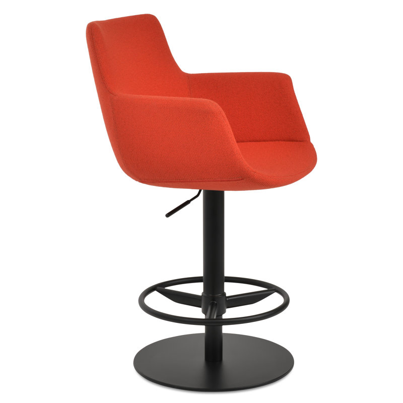 Tabouret à piston Bottega, Noir, Orange