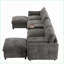 Canapé modulaire en forme de U 6 places avec repose-pieds de rangement, console, USB | Chenille 30 po de large pour salon | Gris clair, chenille-927379726