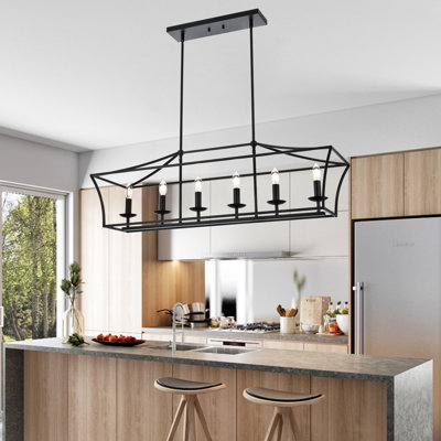 Luminaire suspendu linéaire à 6 lumières pour îlot de cuisine Millda