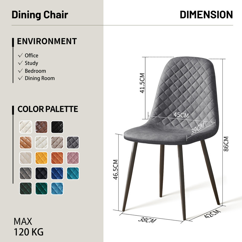 Chaise rembourrée en similicuir Jakeyla, Similicuir gris