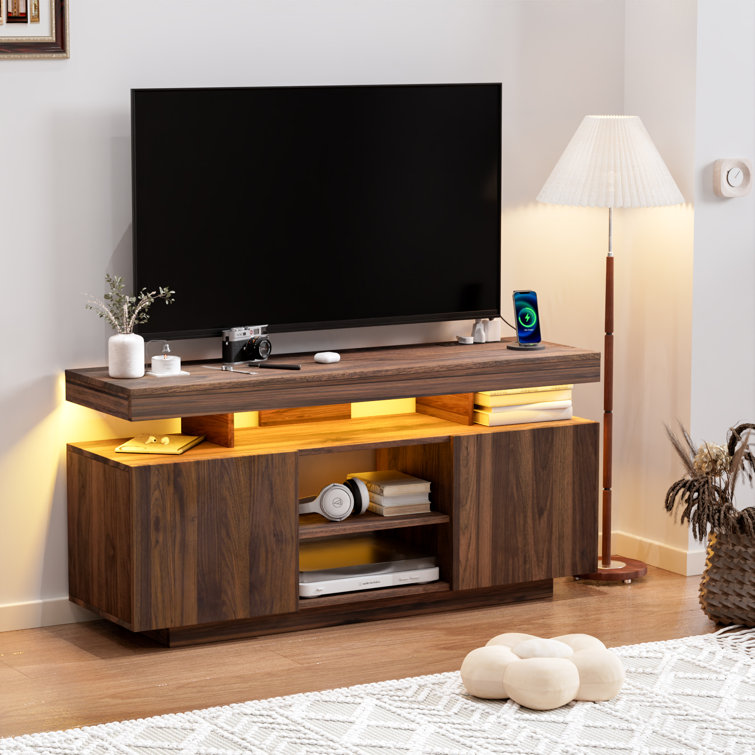 Modern 47.2/55.1 in Media Console with Outlet and RGB LED Light, TV Stand for TVs up to 65/55 inch
