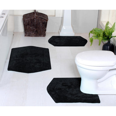 Morissette 100% Cotton Bath Rug, Non-Slip, Quicky Dry, Machine Washable, Absorbent - 3 Piece Set