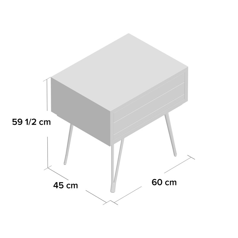 Fenja 60cm W Solid + Manufactured Wood Bedside Table