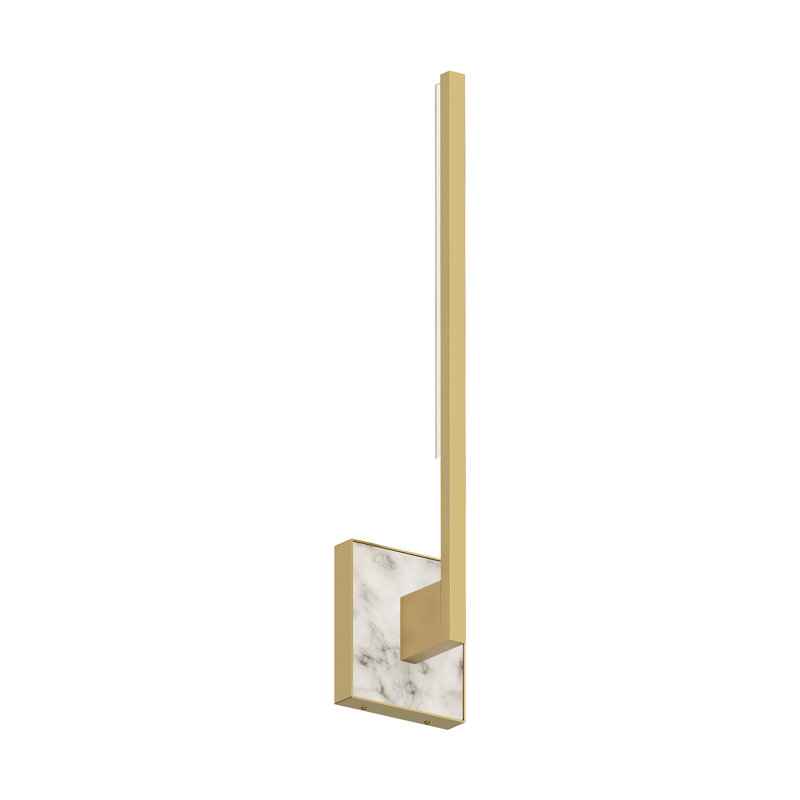 Klee 1 - Light LED Armed Sconce, Natural Brass/White Marble