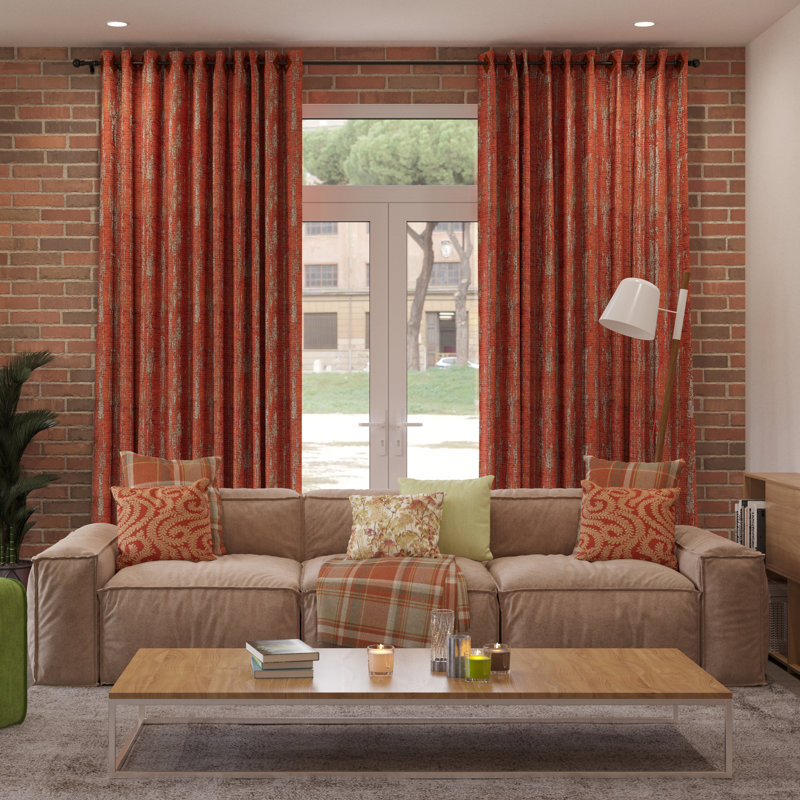 Arlean Room Darkening Curtain Pair, Burnt Orange, 167 W x 137 D cm
