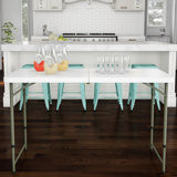 48" Plastic Rectangular Adjustable Folding Table with 2 Height Settings - Indoor and Outdoor