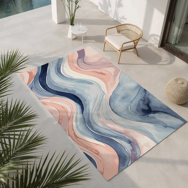 Tapis intérieur et extérieur Ethereal Drift, Rectangle 1'6" x 2'6"