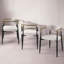 Chaise d'appoint beige en lin et finition noire, ensemble de 2-459476284