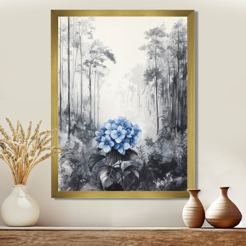Halesowen - Floral Canvas Wall Art, H 32 po x l 16 po, Doré, Picture Framed