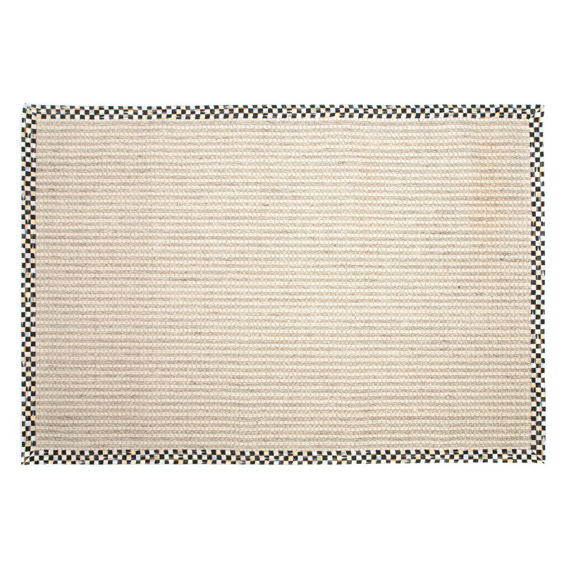 Handmade Black and Beige Wool Cotton 8' x 10' Rug