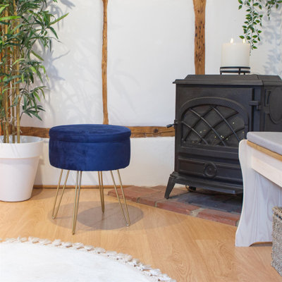 Harbour Housewares - Round Velvet Storage Footstool