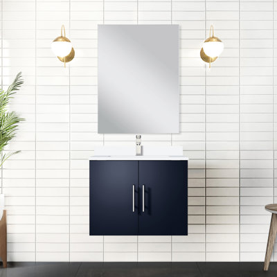 24in W X 22in D Navy Blue Bath Vanity With 18in Mirror - Spacious Storage Hassle- And Fully Assembled Cabinet Single & Area Easy To Install