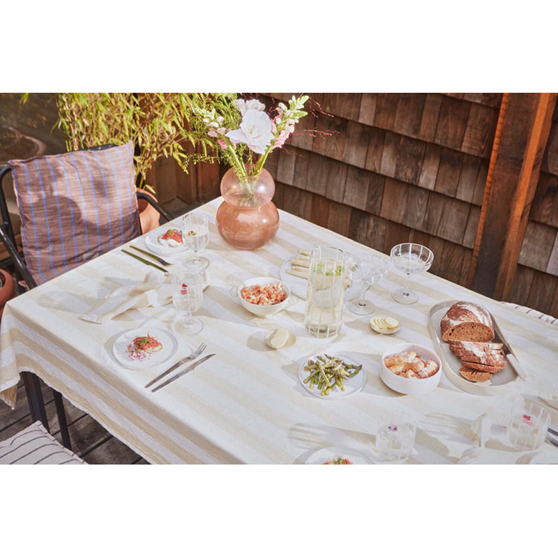 Striped Tablecloth, 78" L x 55" W, Vanilla