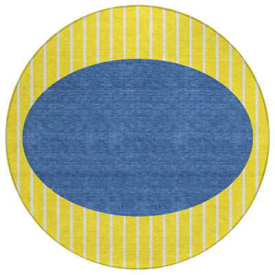 Machine Washable Indoor/Outdoor Chantille ACN994 Yellow Area Rug