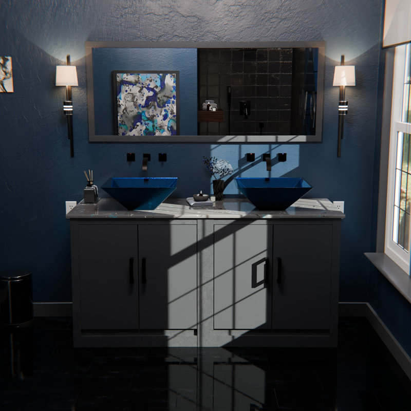 Novatto 17'' Glass Square Bathroom Sink