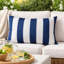 Coussin extérieur Keo, rayures horizontales bleu marine et blanc, 14 x 20-122359164-122359169