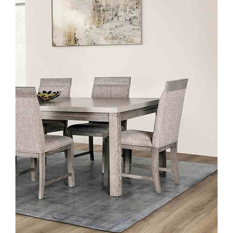 Chaise de salle à manger Gris Gris, siège en bois massif gris, assise rembourrée en tissu