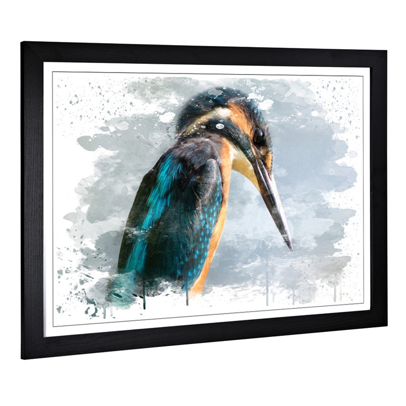 Kingfisher Bird - Wall Art, 45cm H x 62cm W, Framed Picture