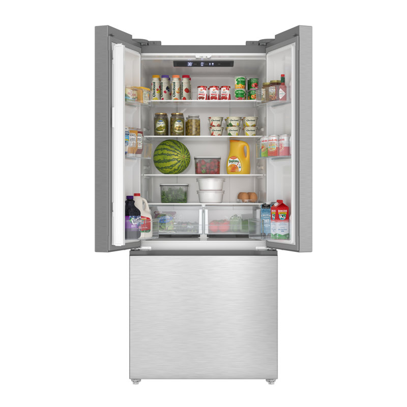 17,5 pieds cubes Pi. Réfrigérateur à porte française de 30 po de largeur avec machine à glaçons automatique,