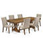 L'ensemble de table à manger 7 pièces comprend une table rectangulaire et 6 chaises de cuisine en tissu de lin brun clair avec dossier rembourré - finition noyer antique.-1491523038-1491523010-1496168058
