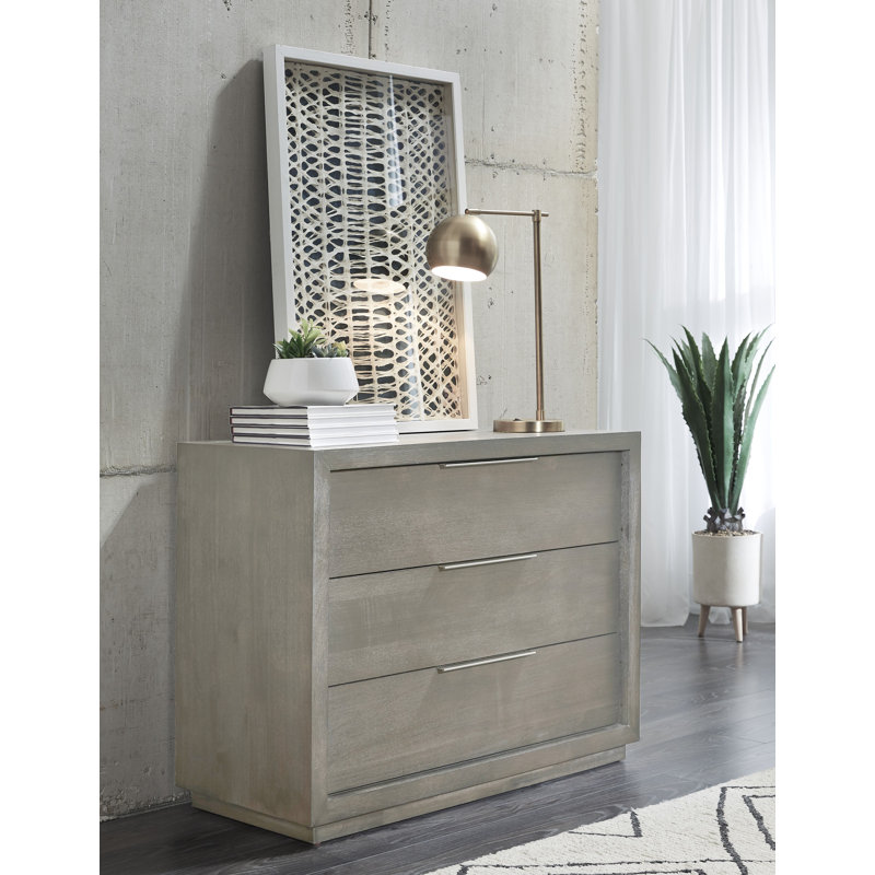 Eloise 3 - Drawer Solid Wood Nightstand, Gray
