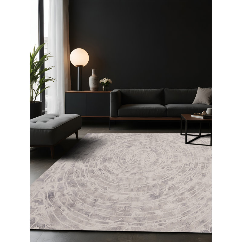 Tapis gris soyeux et moelleux, Carré 3 pi