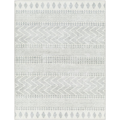 Light Silver Machine Washable Area Rug