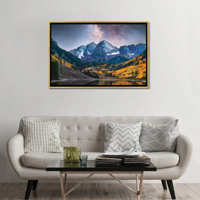 Maroon Bells Colorado Milky Way Nightscape - reproduction d'art sur toile - toile encadrée
