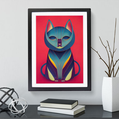 Modern Cat No.3 Abstract - Framed Print