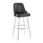 Tabouret de bar pivotant à hauteur fixe avec base en métal chromé et revêtement en similicuir noir - ensemble de 2
