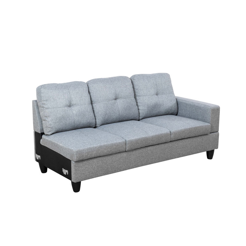 Laurana 2 - Piece Upholstered Sectional, Gray 100% Linen