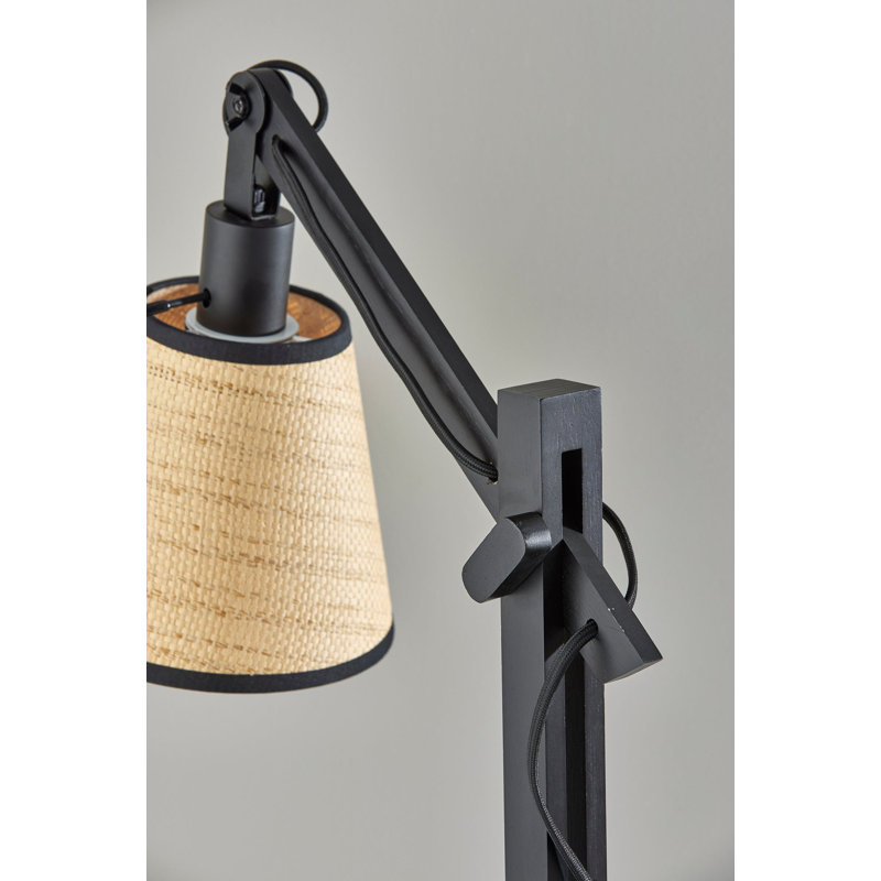 Lampe de bureau en bois massif Mansour, Noir