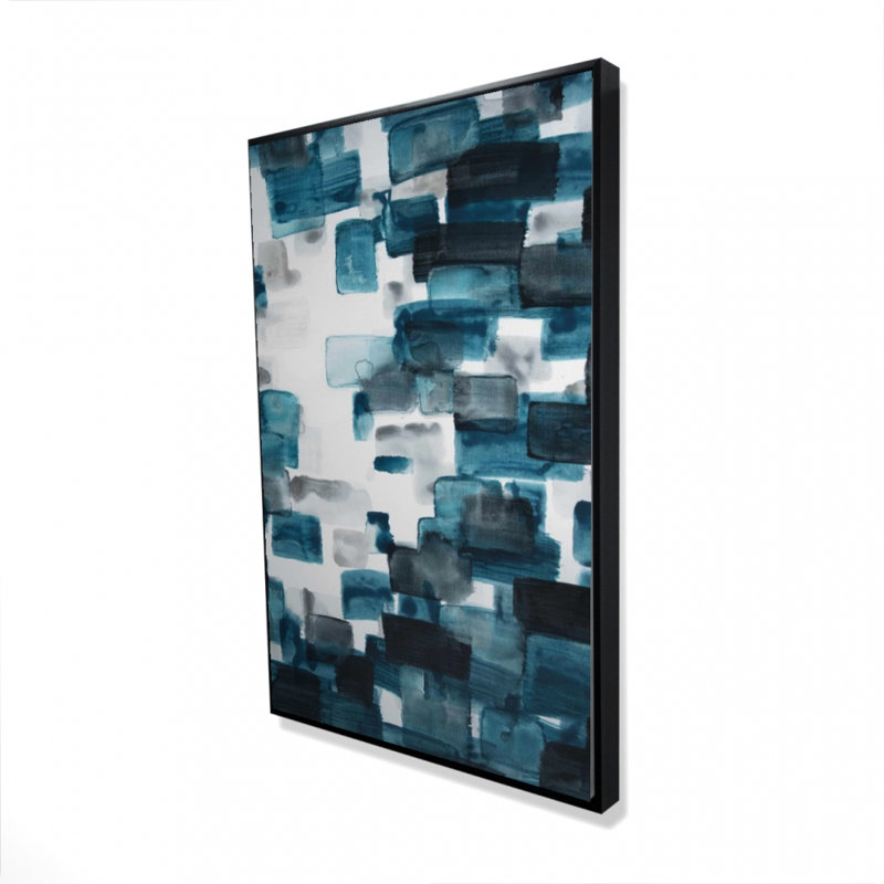 "Formes turquoise et grises", H 36 po x l 24 po
