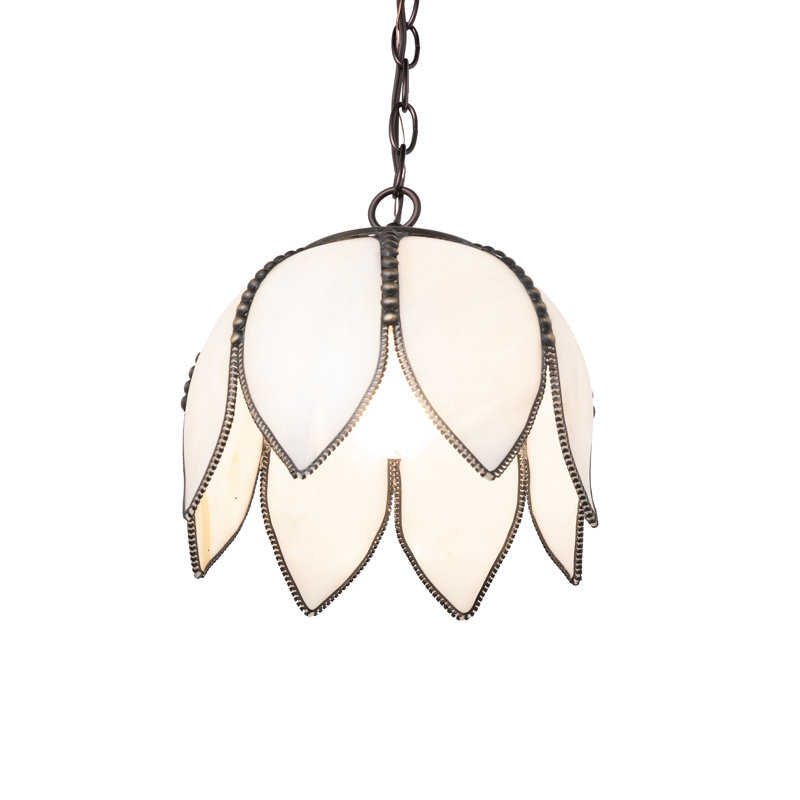 10" Wide Tulip Mini Pendant, Pink/White