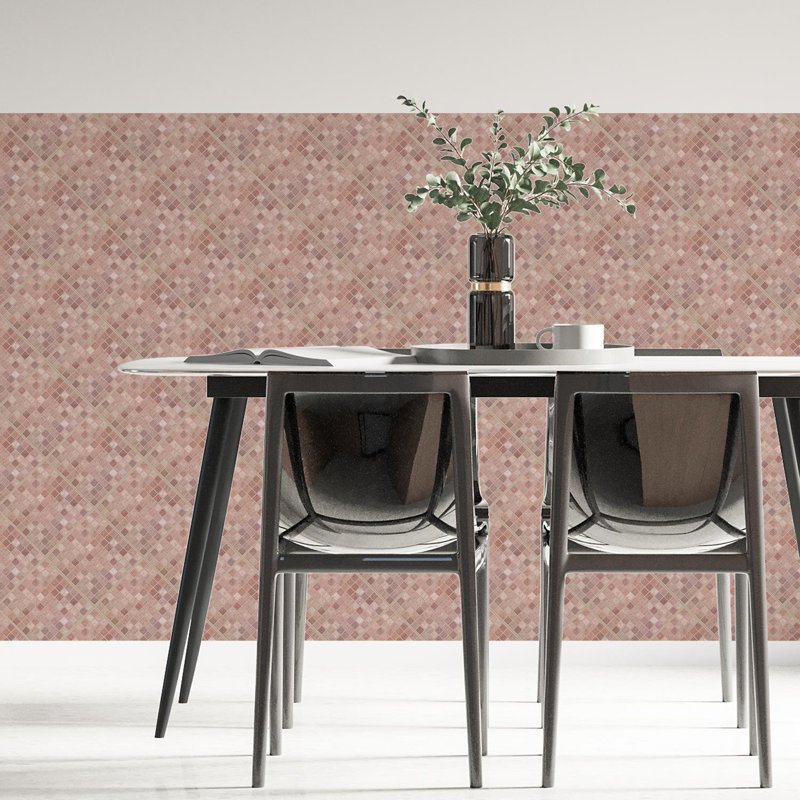 38.1cm W x 38.1cm L PVC Peel and Stick Mosaic Tile, Vintage Pink