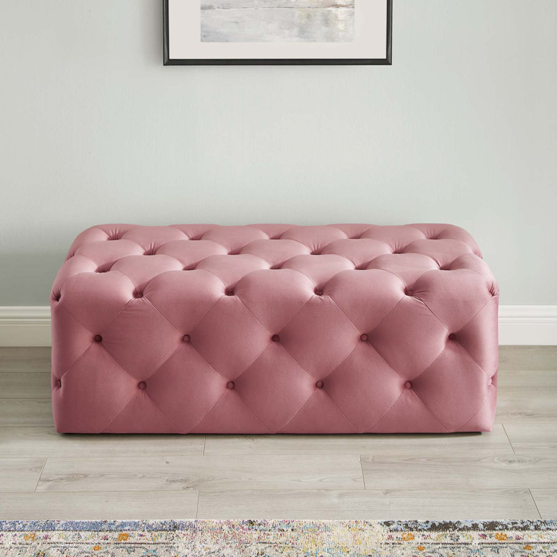 Modway Amour Tufted Button Entryway Bench, Dusty Rose, 16.5" H x 48" W x 19" D