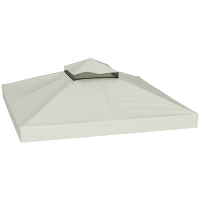 x 10' Double Tier Gazebo Replacement Canopy Cover, UPF30+, Light Grey