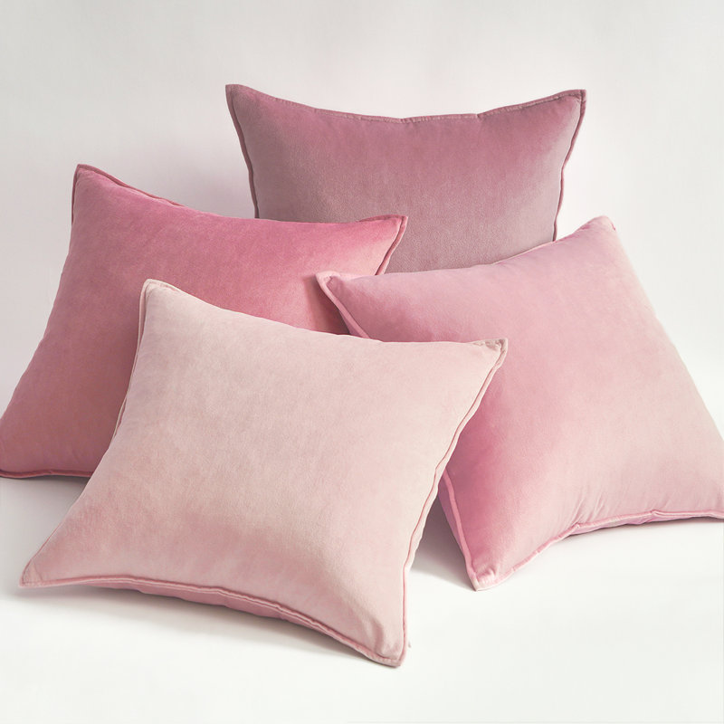 Velvet Reversible Pillow Cover, Pink, 18"H x 18"W