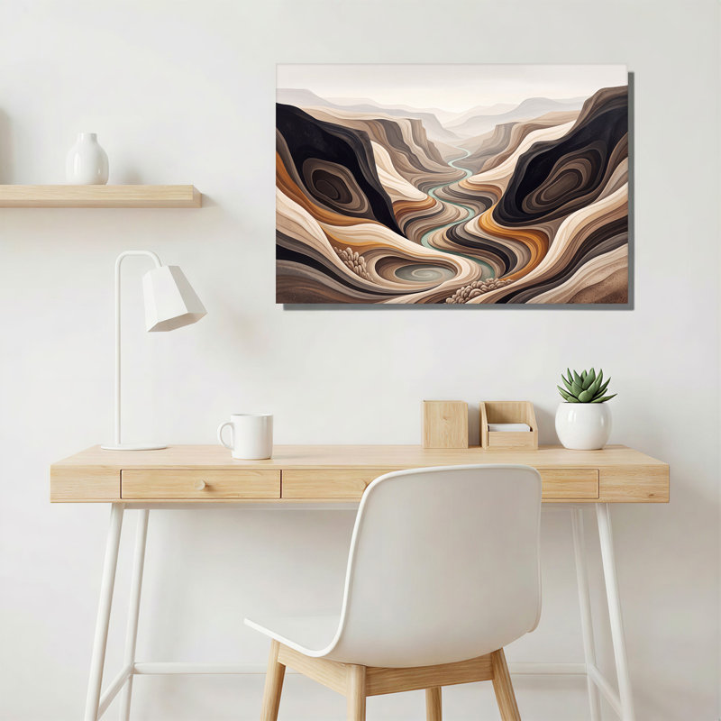 «Layered Canyon River Valley in Earth Tones», art mural sur toile, H 20 po x l 30 po