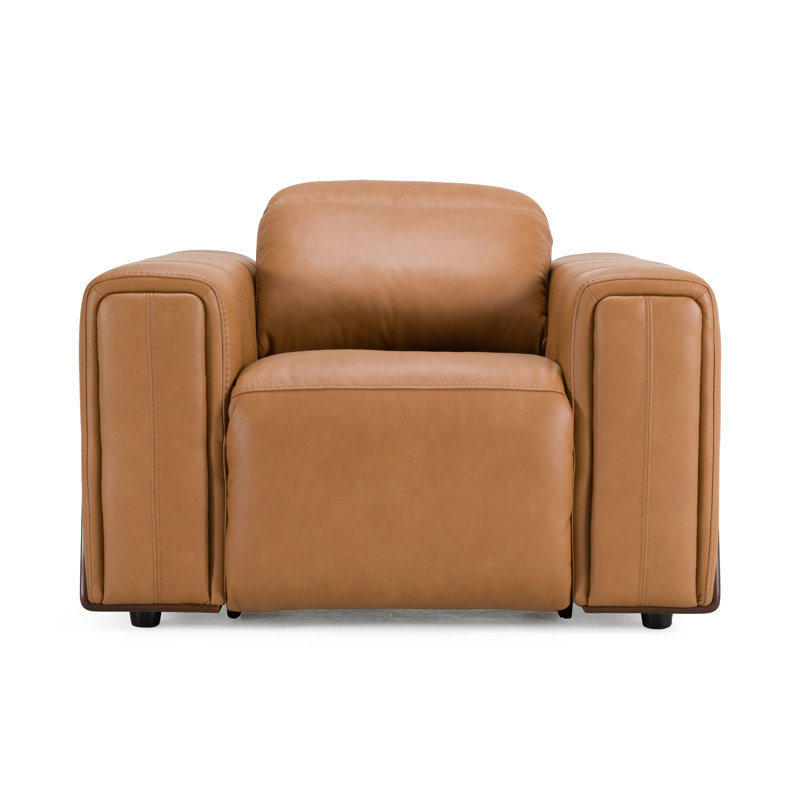 Fauteuil inclinable électrique en cuir brun Sandstone