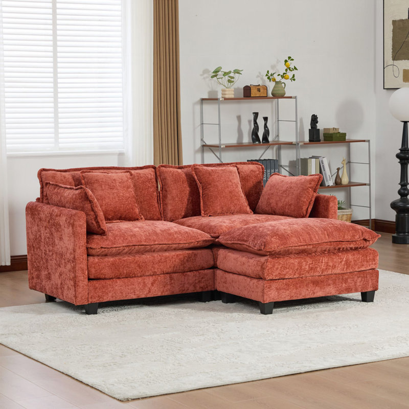 Canapé Cloud Oyalowo modulaire avec tissu chenille, coussin double couche, installation facile, Orange