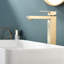 Robinet de lavabo doré de luxe - Commande et garniture en céramique incluses - Finition brossée moderne - Fonctionnement à poignée unique